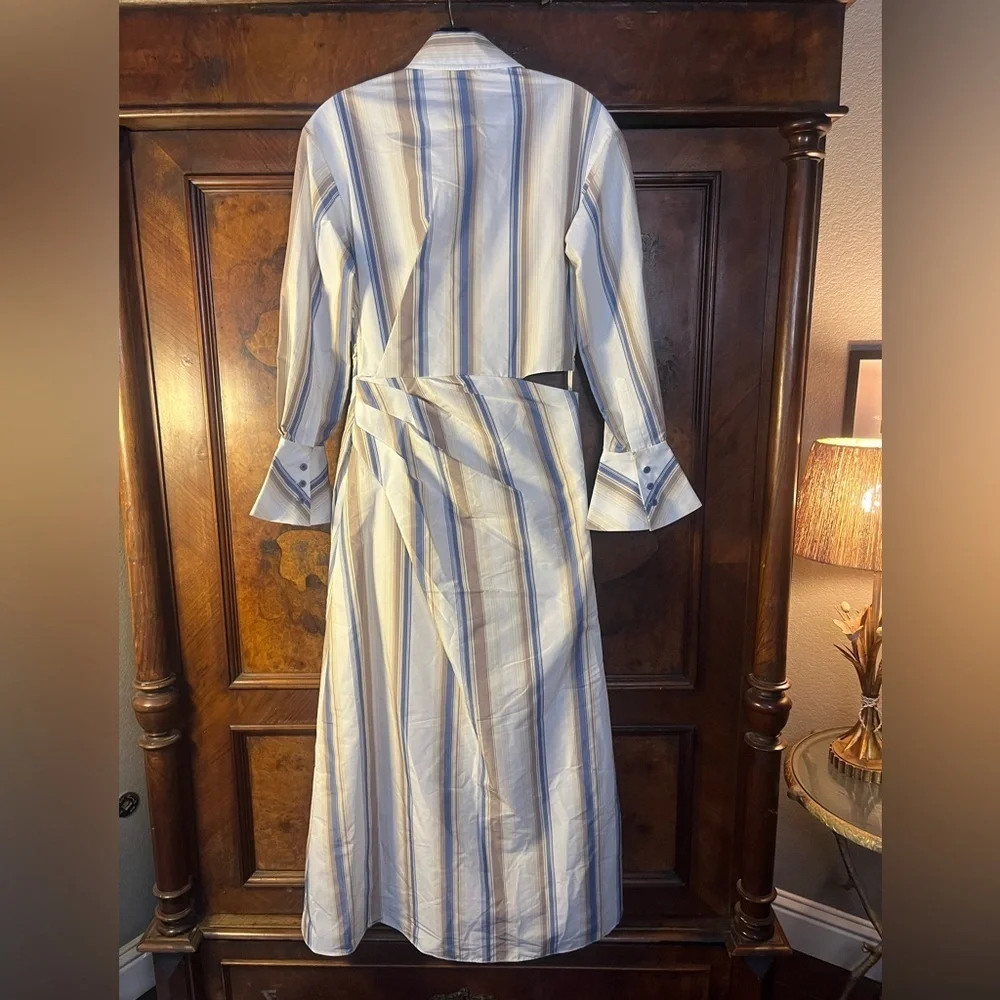 NWT Jonathan Simkhai- Marge Stripe Heavy Cotton Midi Dress. Size 4 - Picture 4 of 12